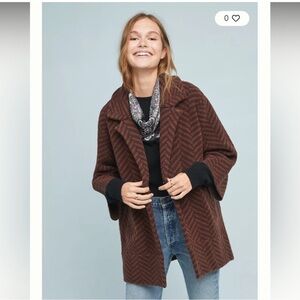 Anthropologie Moth Brown Chevron Sweater Coat